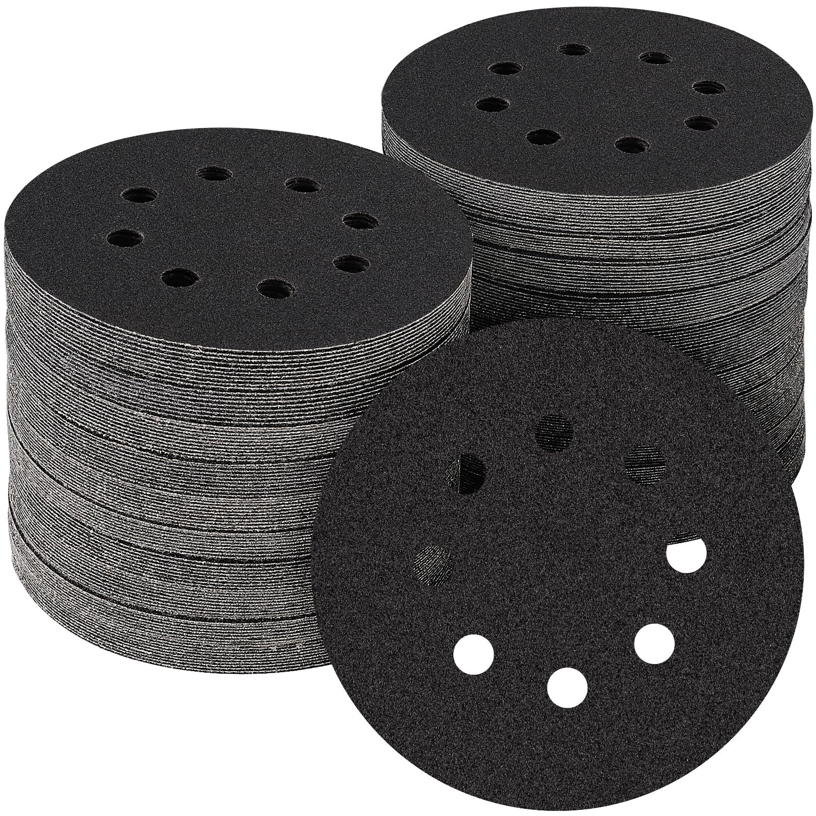 100PCS 5″ Silicon Carbide Sanding Discs 80 Grit, Wet/Dry Hook & Loop Sandpaper f