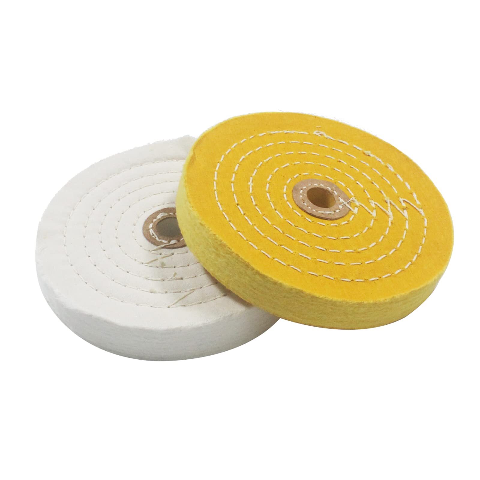 2 Pack 6 Inch Extra Thick Cotton Buffing Wheel w/ 5/8 Inch Arbor Hole for Bench