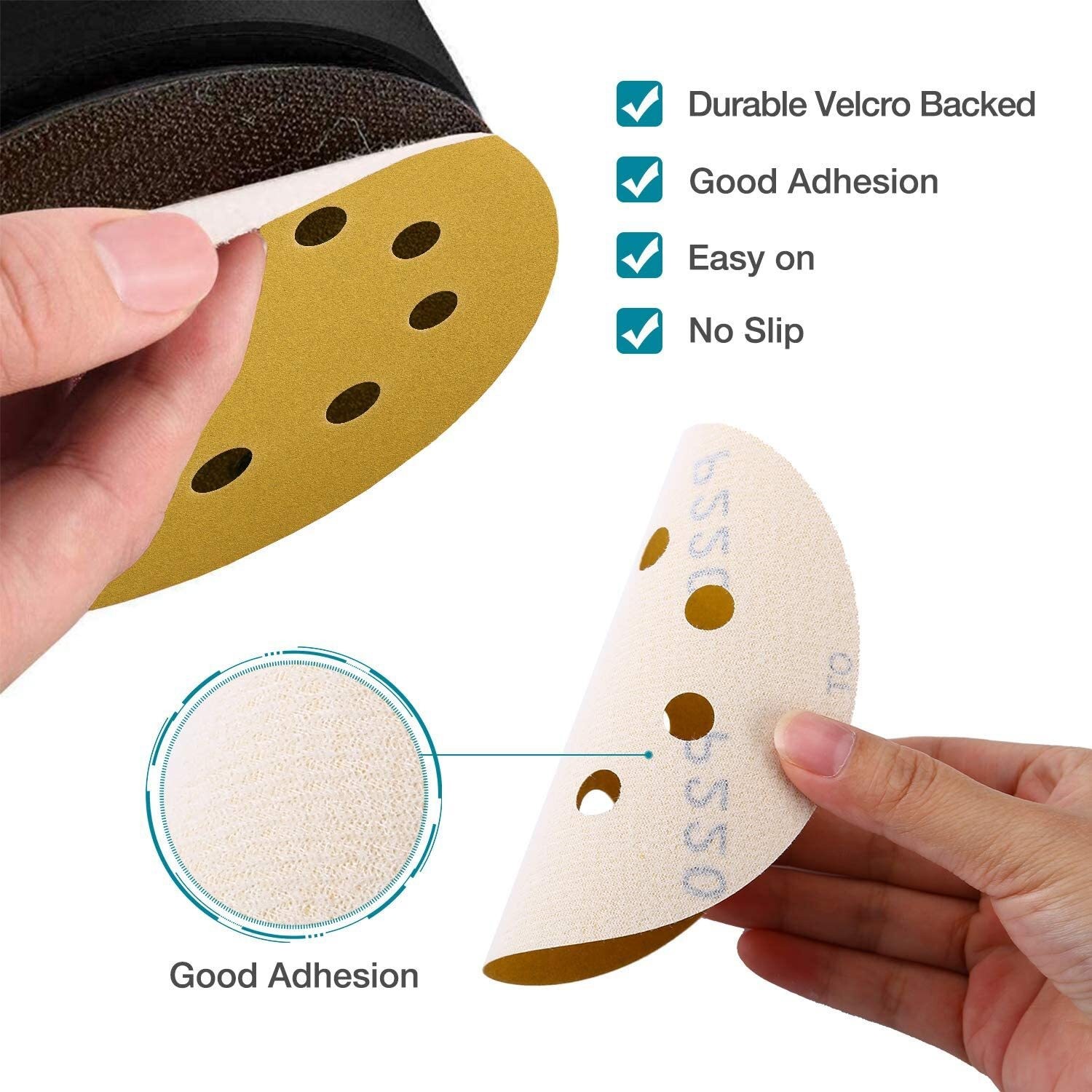 100PCS 5 inch Sanding Discs 8-Hole Hook Loop Sander Orbital Sandpaper 60 – 400