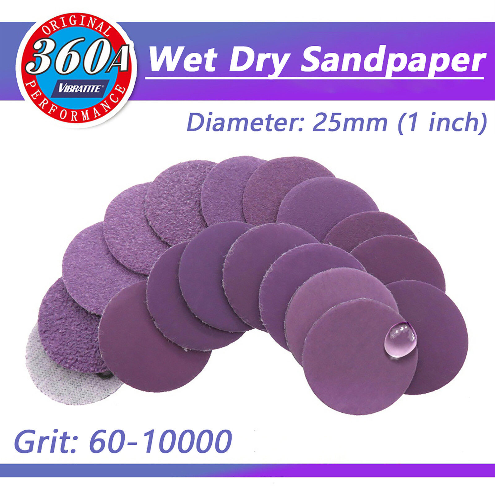 25mm 1 inch Sanding Discs Hook and Loop Pads 60-10000 Grit Wet Dry Sandpaper