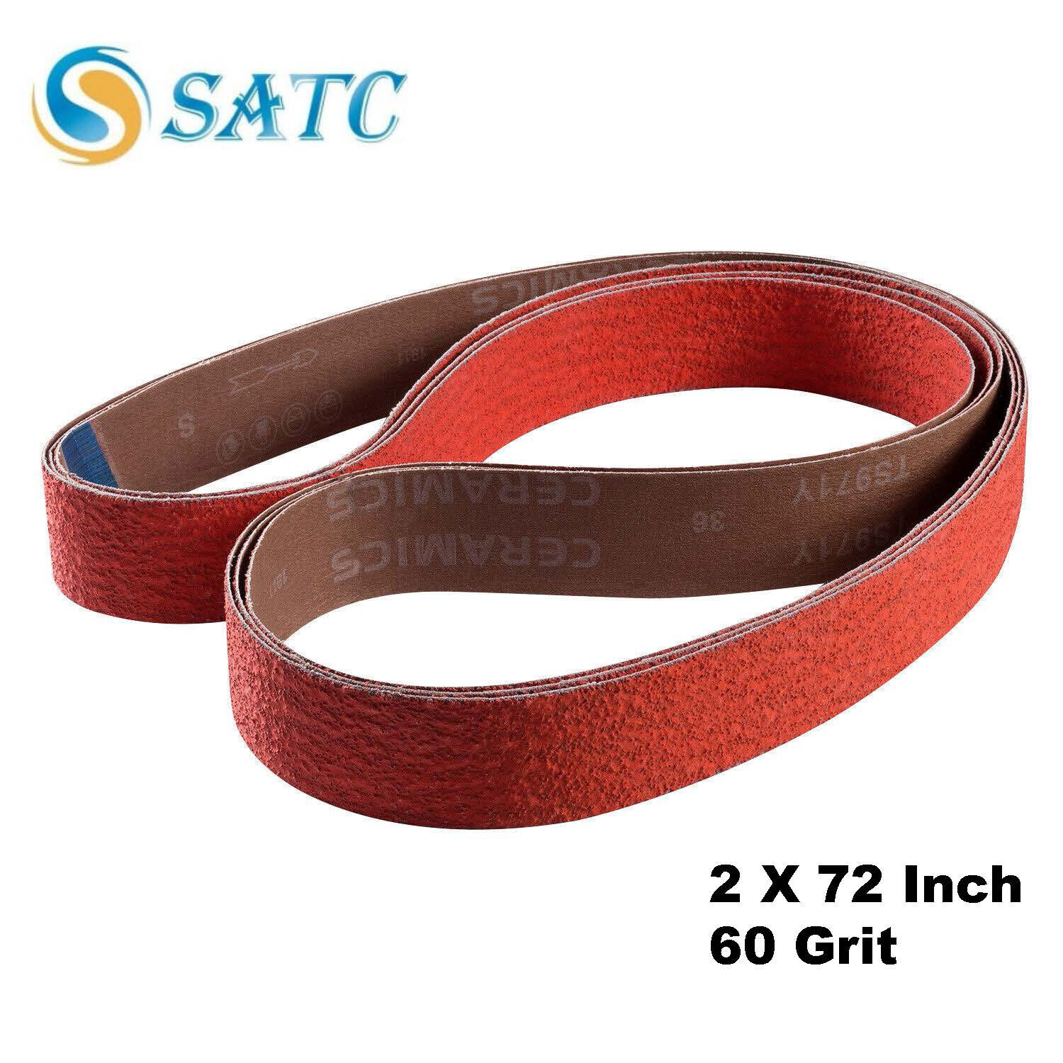 SATC 2×72 Inch 60 Grit EdgeCore Ceramic Grinding Sanding Belts 6 Pack