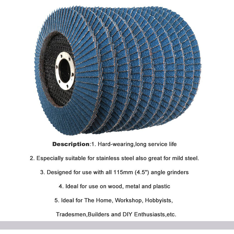 Flap Discs 4.5″ 115mm Dia Grinding Sanding Disc 40-120 Grit for Angle Grinder