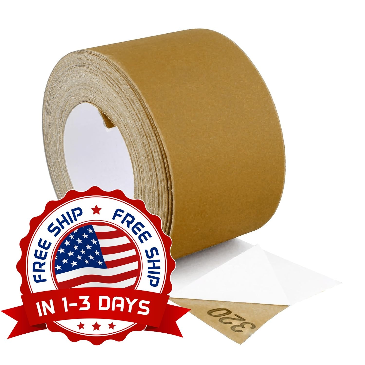 Rollo De Papel De Lija De Grano 320, 2 Y 3/4 Pulgadas x 20 Yardas Amarillo NUEVO