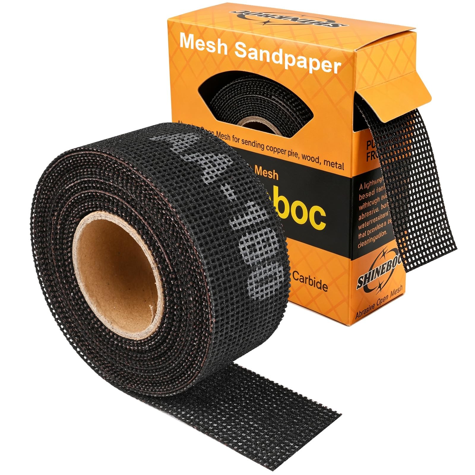 Shineboc 180 Grit Mesh Sandpaper Roll, 1-1/2″ x 5 38mmx5m, 180Grit 5-1/2yd