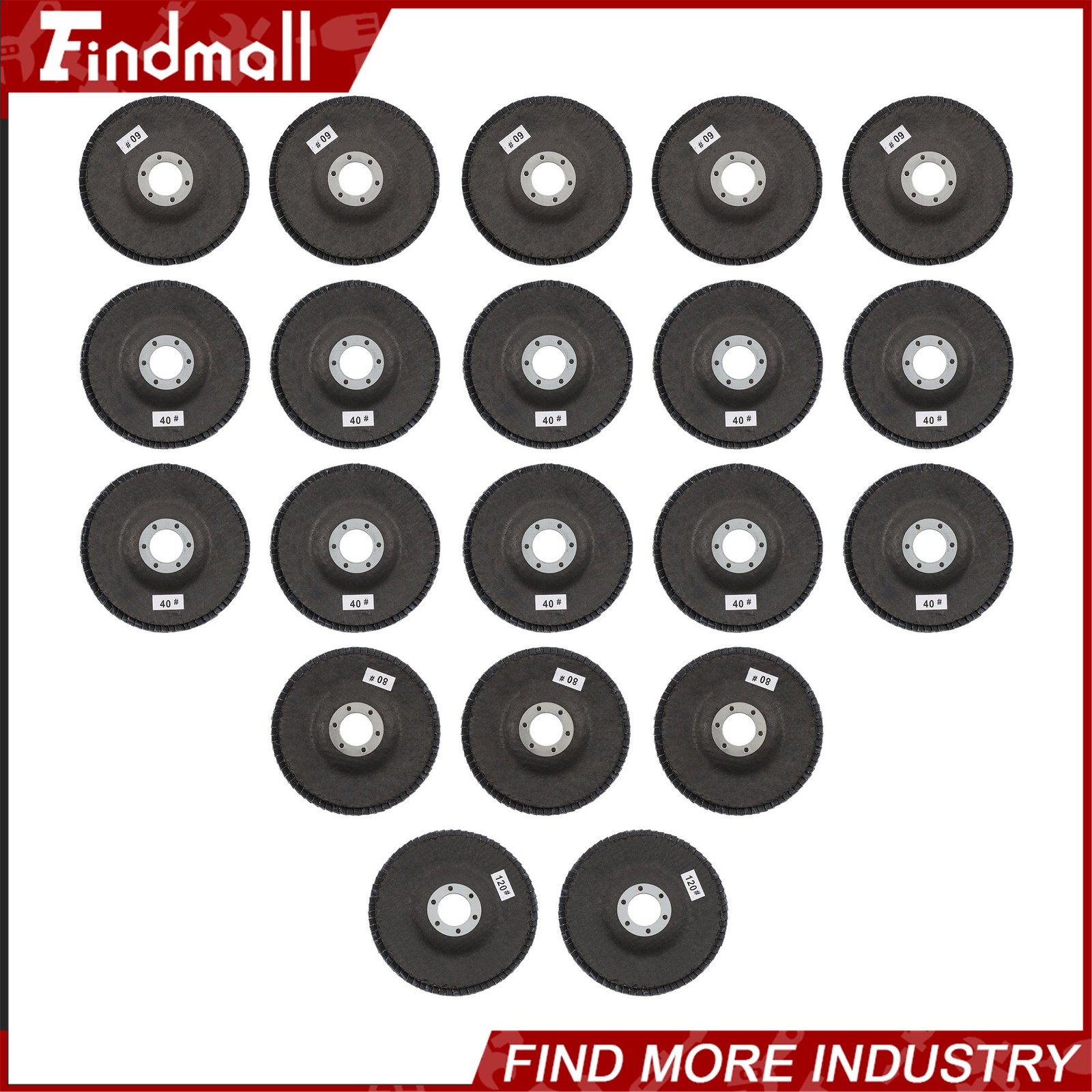 Findmall 20 Pack Flap Discs 4-1/2″ x 7/8″ 40/60/80/120 Grit Grinding Wheels T29