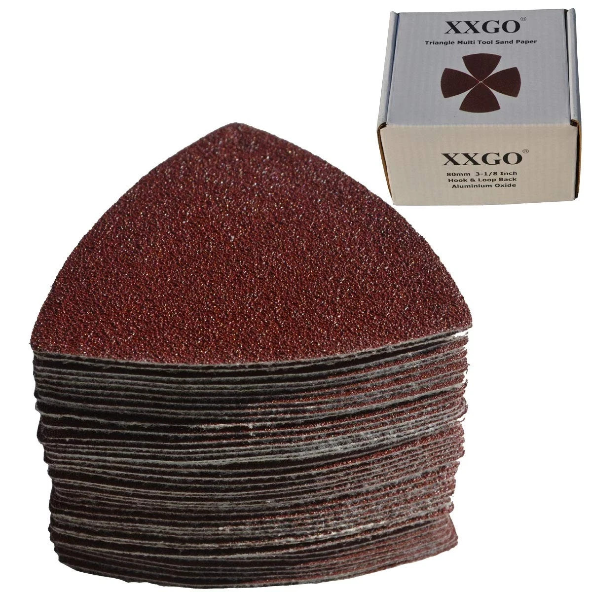 XXGO 55 Pcs 80mm 3-1/8 Inch Triangular Oscillating Multi Tool Sanding Pads | Ass
