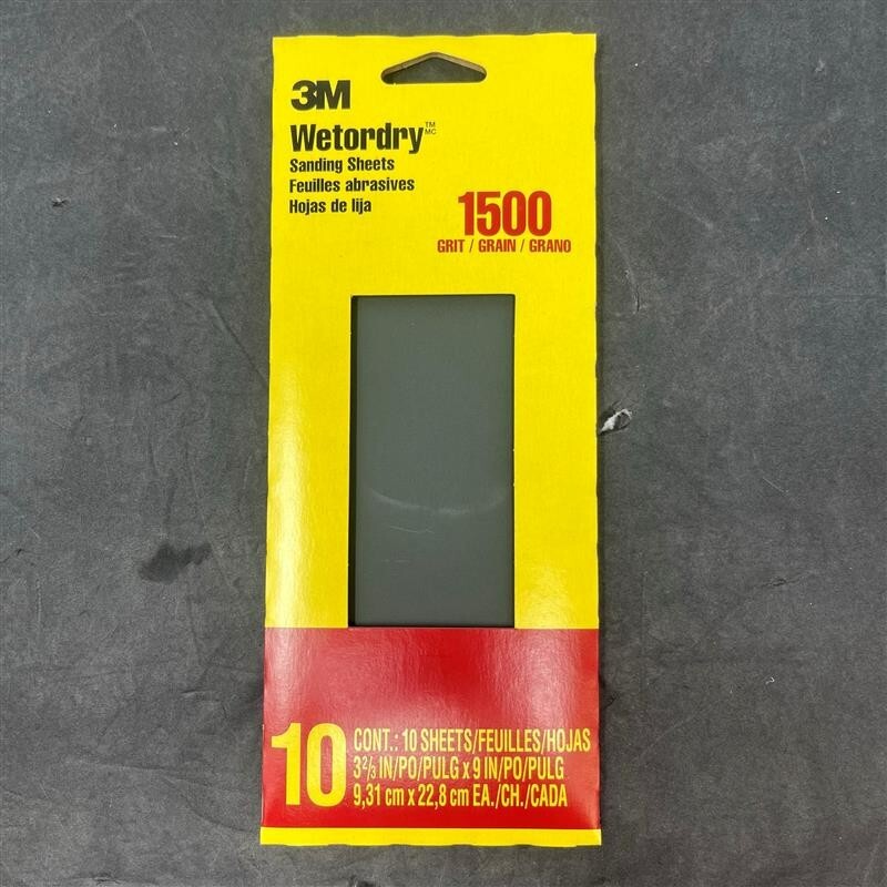 3M Imperial Wetordry Sandpaper Ultra Fine 1500-Grit Sheet Sandpaper 4Pkof6sheets