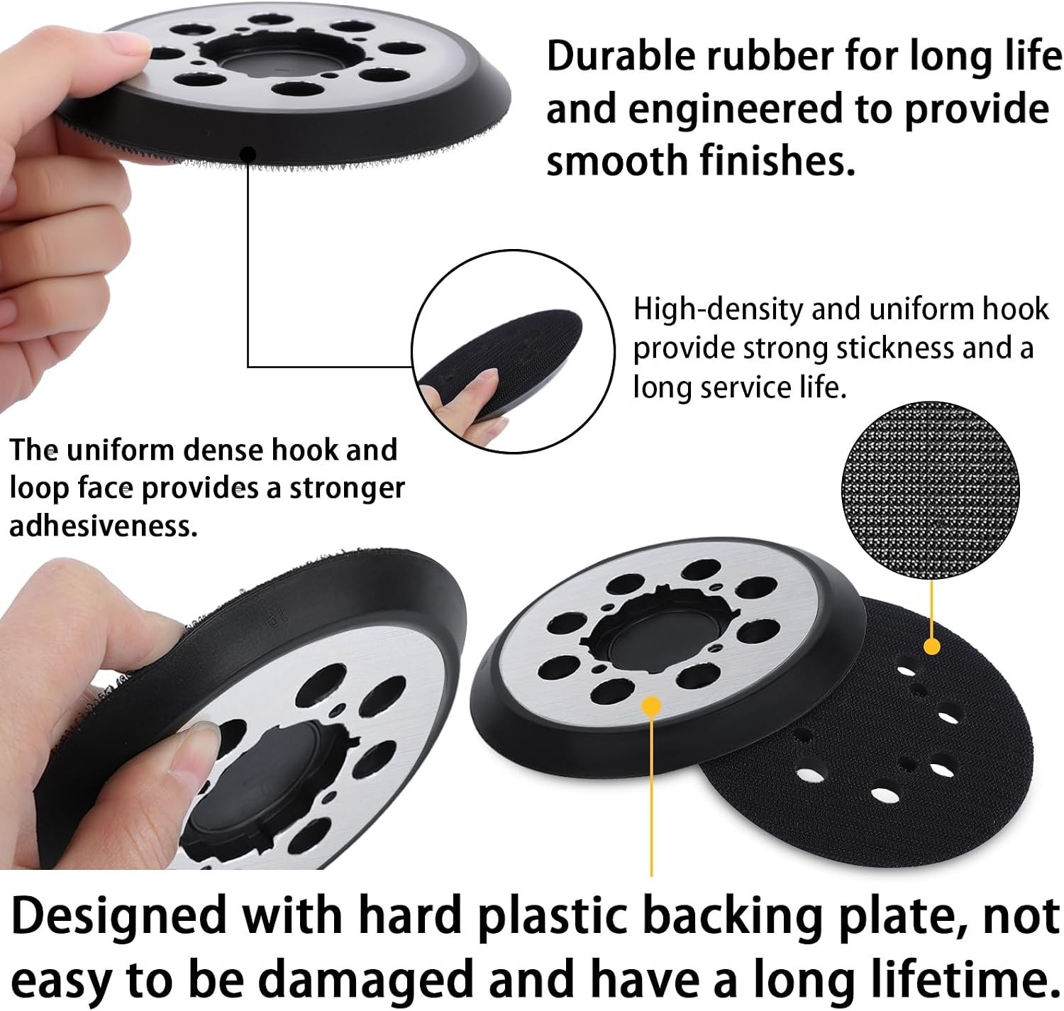 Precision 5-Inch Aluminum Alloy Sander Pad – 8 Holes for Dewalt/Porter Cable