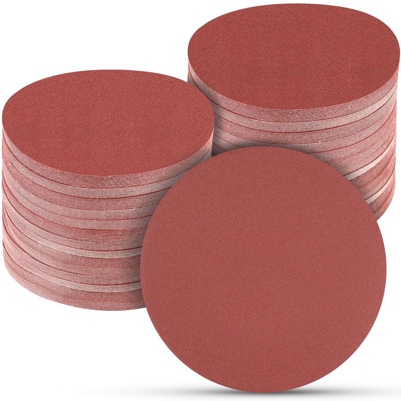 100 PCS 6 Inch No Hole Sanding Discs 220 Grit Hook and Loop Sandpaper, Round …
