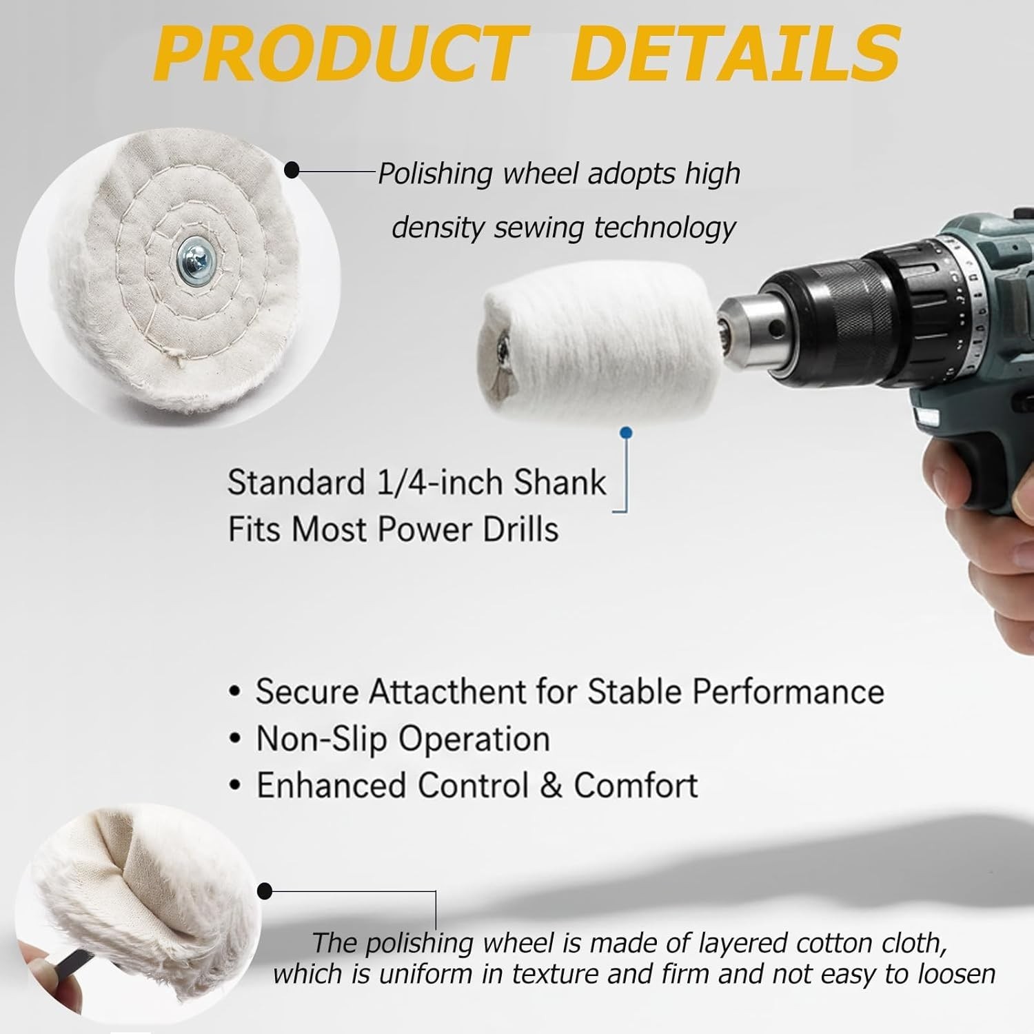 6PCS Buffing Wheel for Drill, Multi-Specification Aluminum Wheel Polishing Kit,B