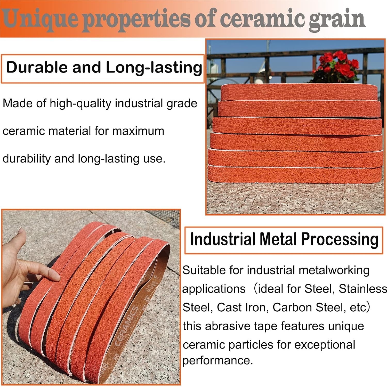 Durable 6-Pack 2″ x 42″ Ceramic Sanding Belts – Ideal for Tough Grinding Tasks