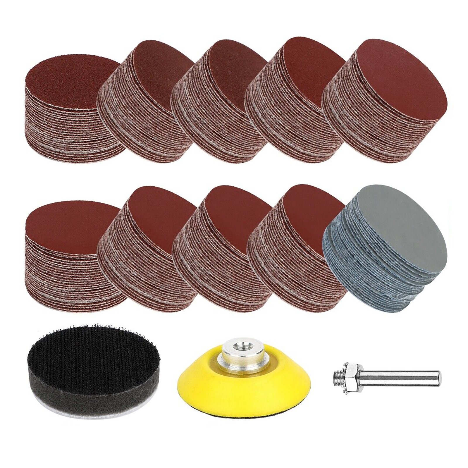 303x/set 2″ Sanding Disc Sand Paper Hook Loop Sander+ Pad+ M6 Drill Adapter
