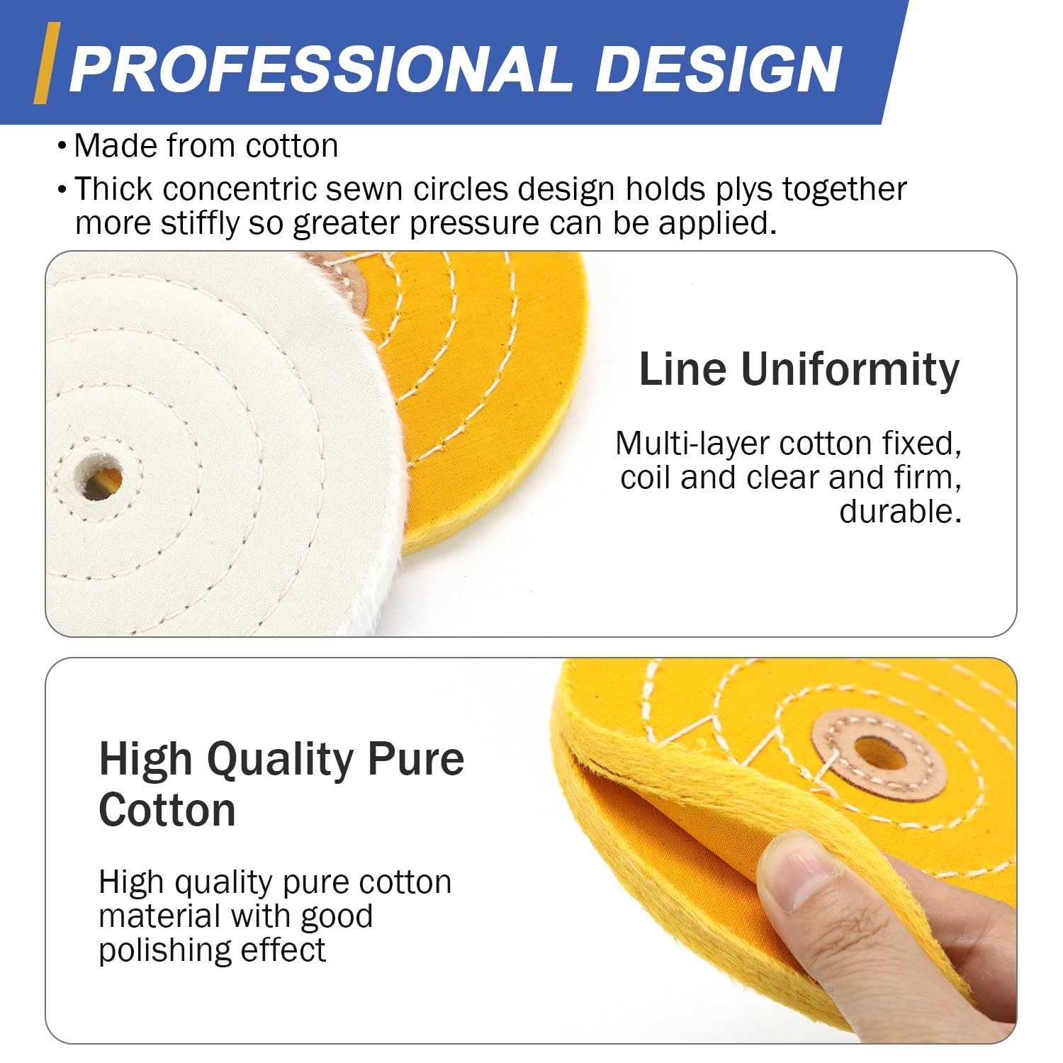 6inch Buffing Polishing Wheels 1/2″ Arbor Hole,Fine (40Ply) / Medium (30Ply) …