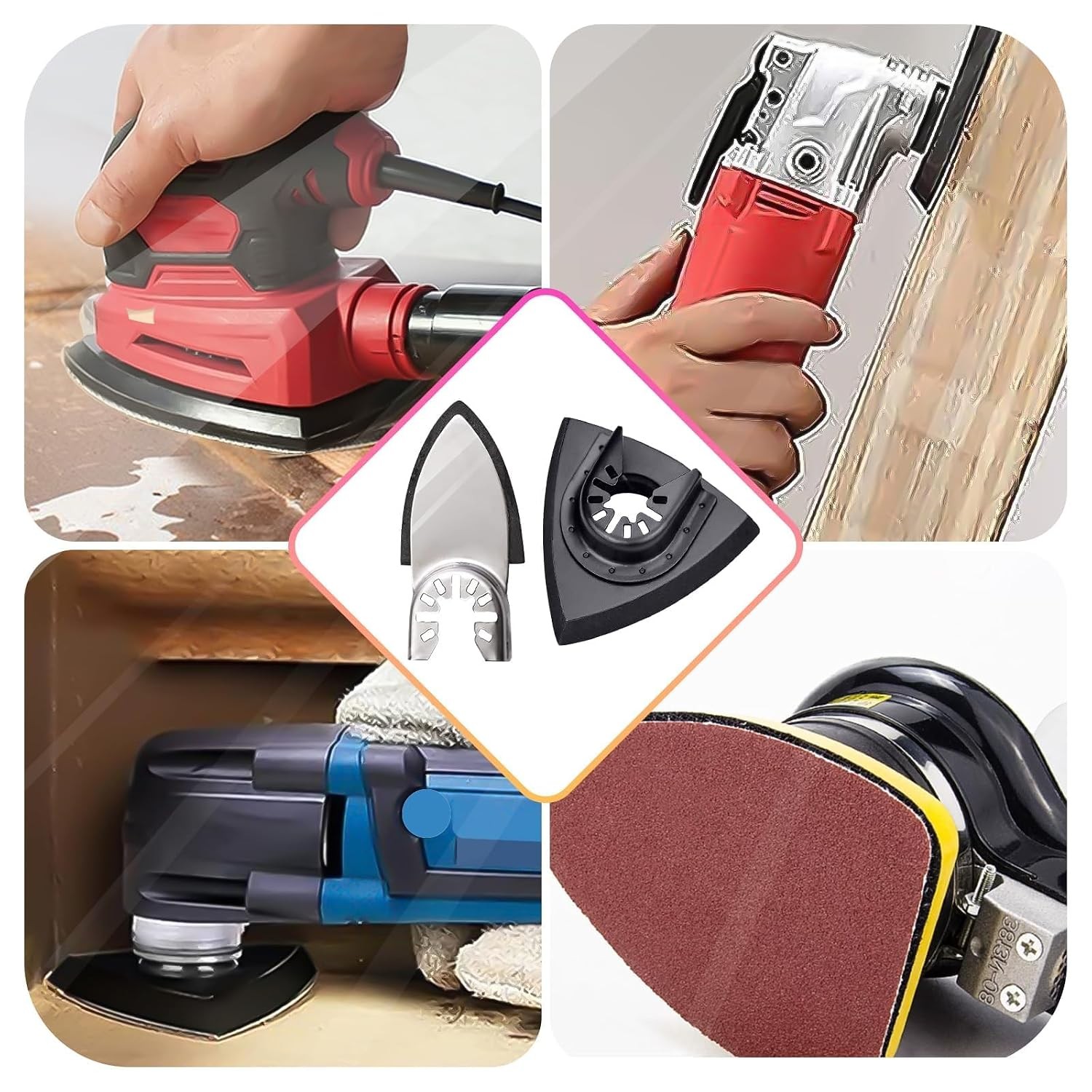 206Pcs Oscillating Tool Detail Sanding Pads Kit 2Pcs Triangle Sanding Pads 2Pc