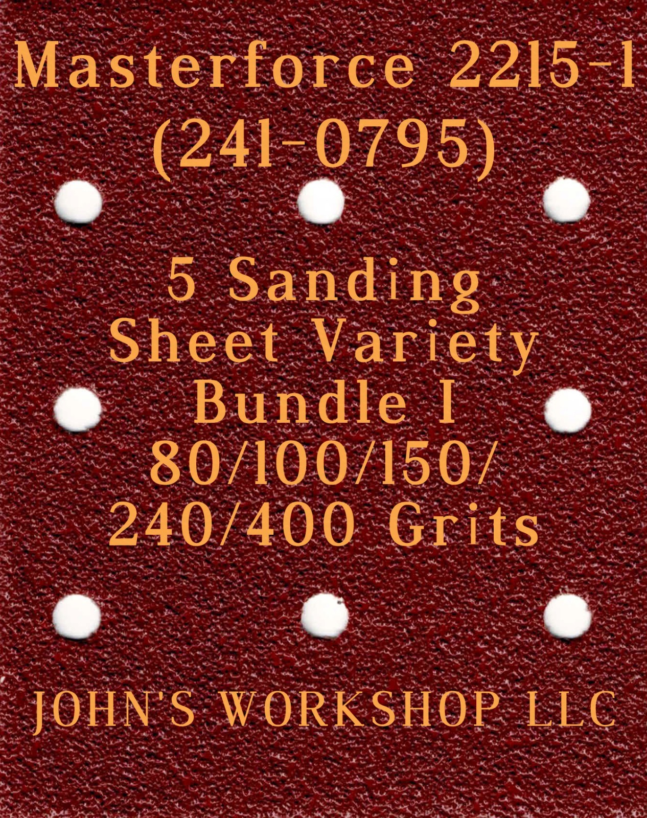 Masterforce 241-0795 – 80/100/150/240/400 Grits – 5 Sandpaper Variety Bundle I