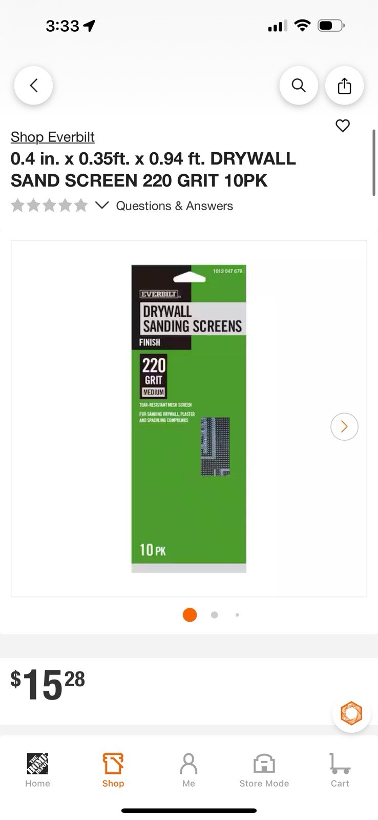 Everbilt Drywall Sanding Screens 220 Grit Fine 10 Pack