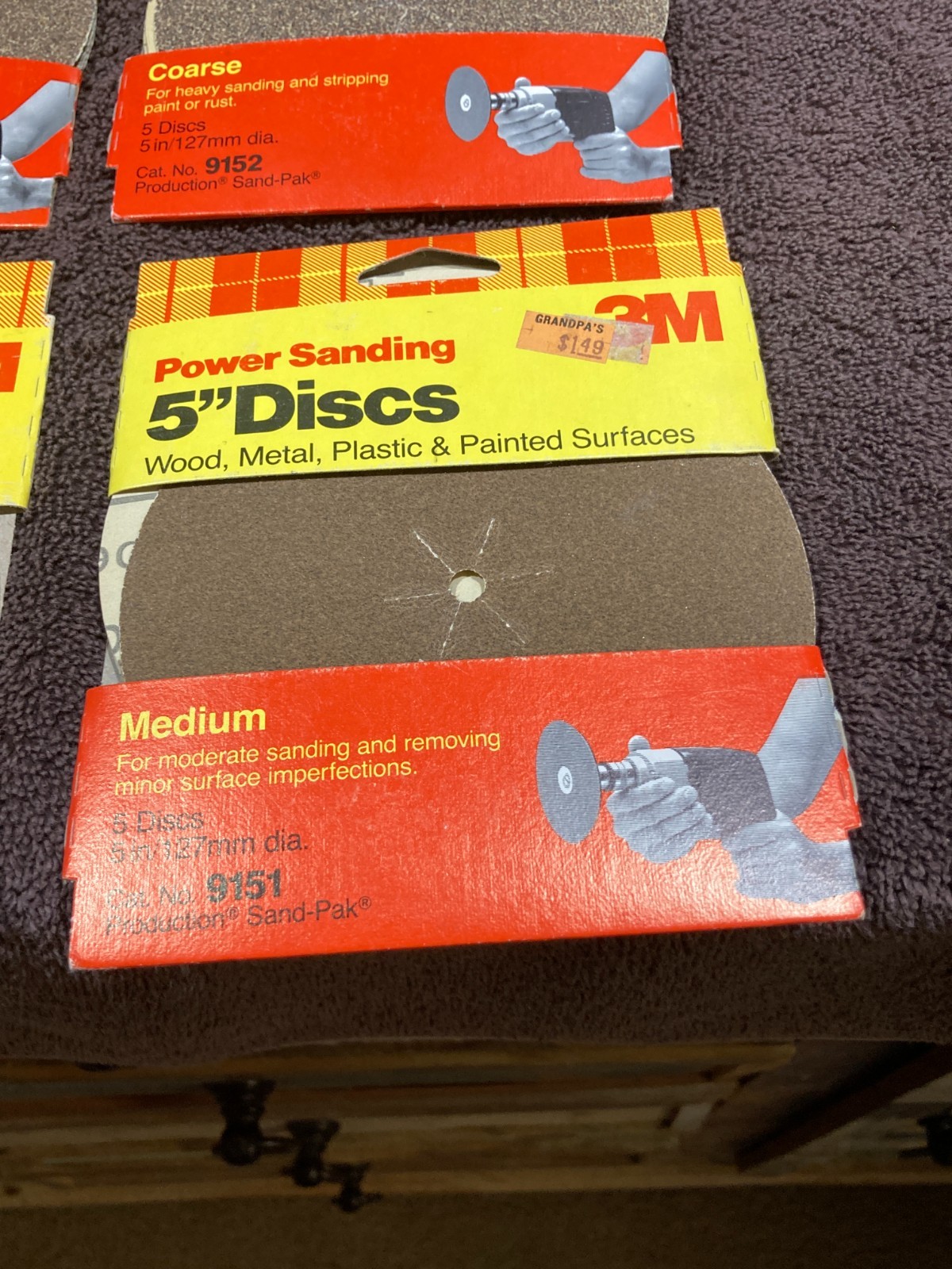 Lot Of 11 NOS 3M/Carborundum 5 in Sanding Disks Coarse/Fine/Med Grit