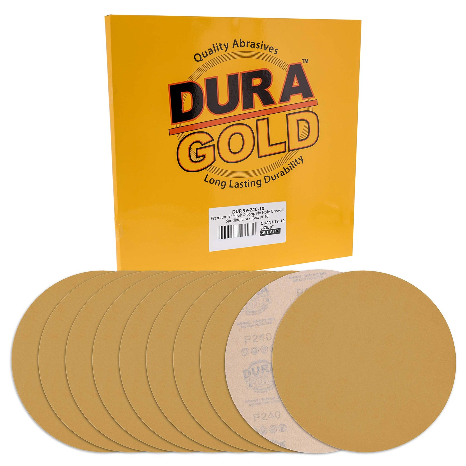Dura-Gold Premium 9″ Drywall Sanding Discs – 240 Grit (Box of 10) – 240-Grit
