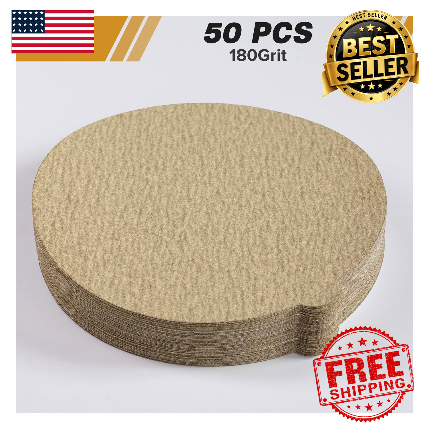 PSA Sanding Discs 6 Inch 180 Grit 50 Pack Self Adhesive Stickyback Sandpaper