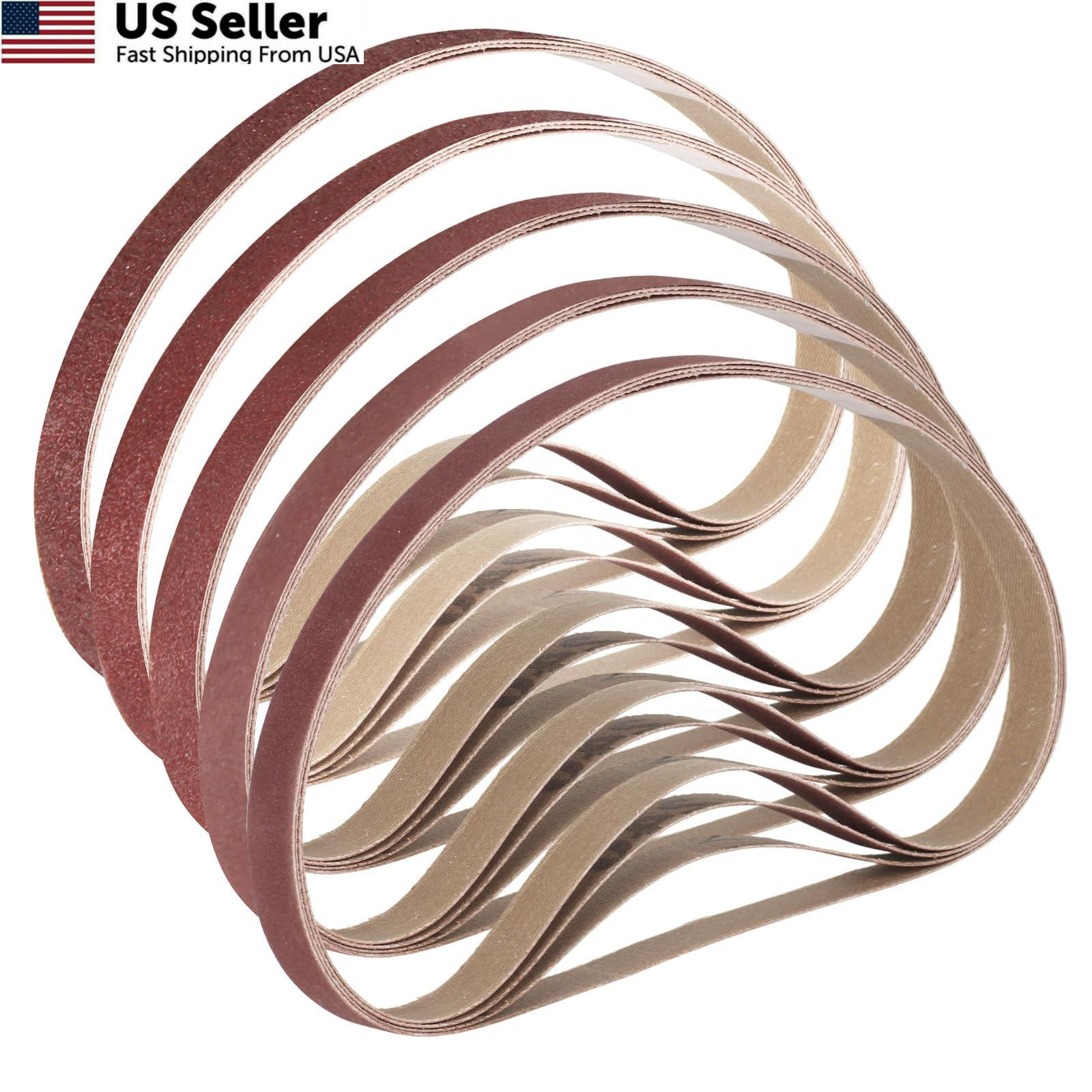 1/2 x 18 Inch Sanding Belts 20 Pcs Aluminum Oxide 60/80/120/180/240 Grits Sander