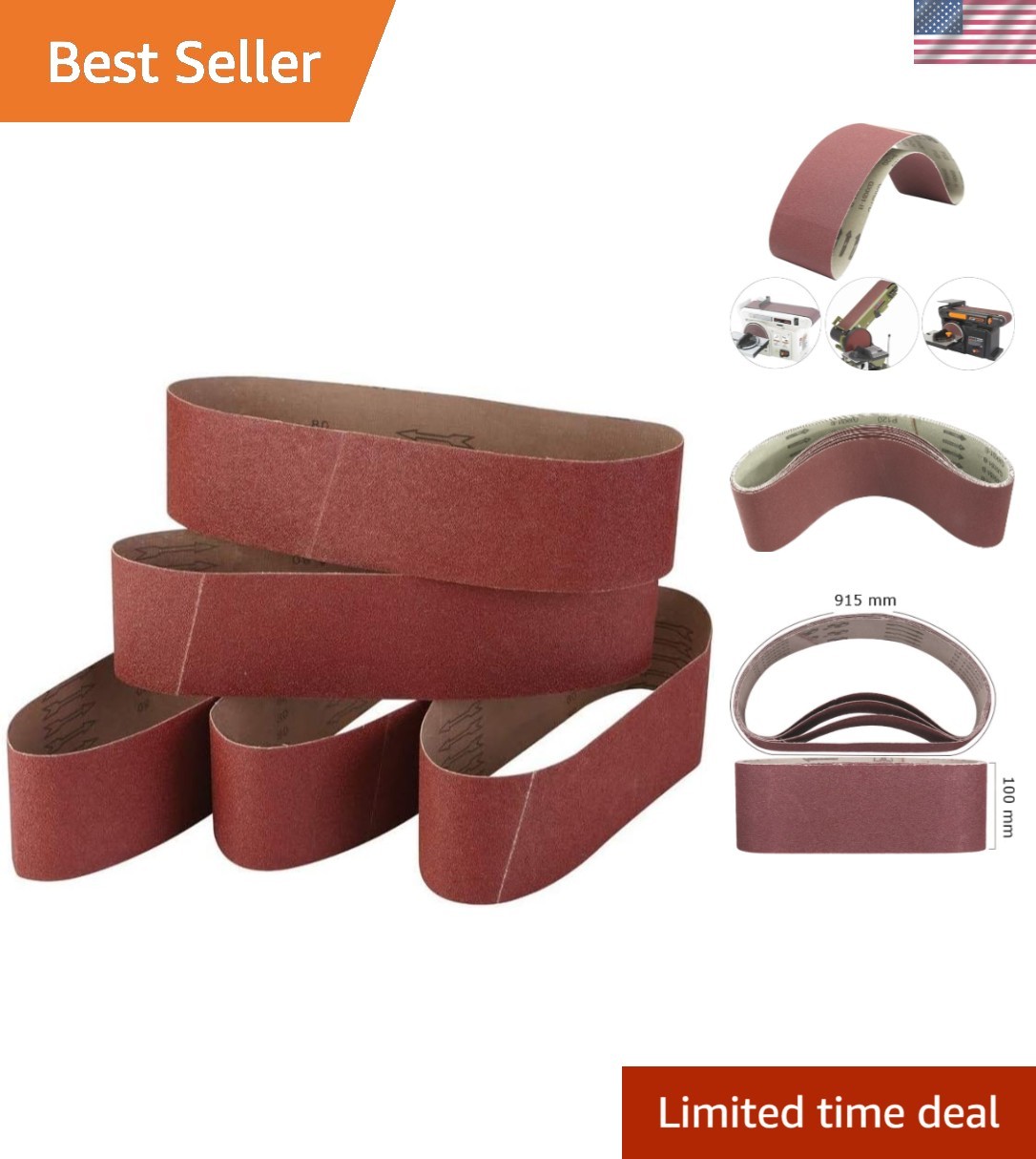 Professional 5 Pack Sanding Belts 4″ x 36″ – Grits 60 to 320 for Ultimate Finish