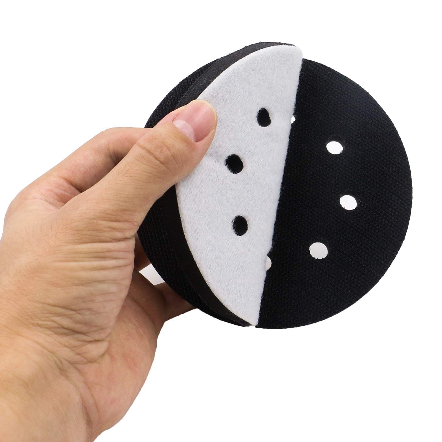 5 Count 5-Inch Sponge Sanding Pads with 8 Hole Design – Ideal for Woodwork