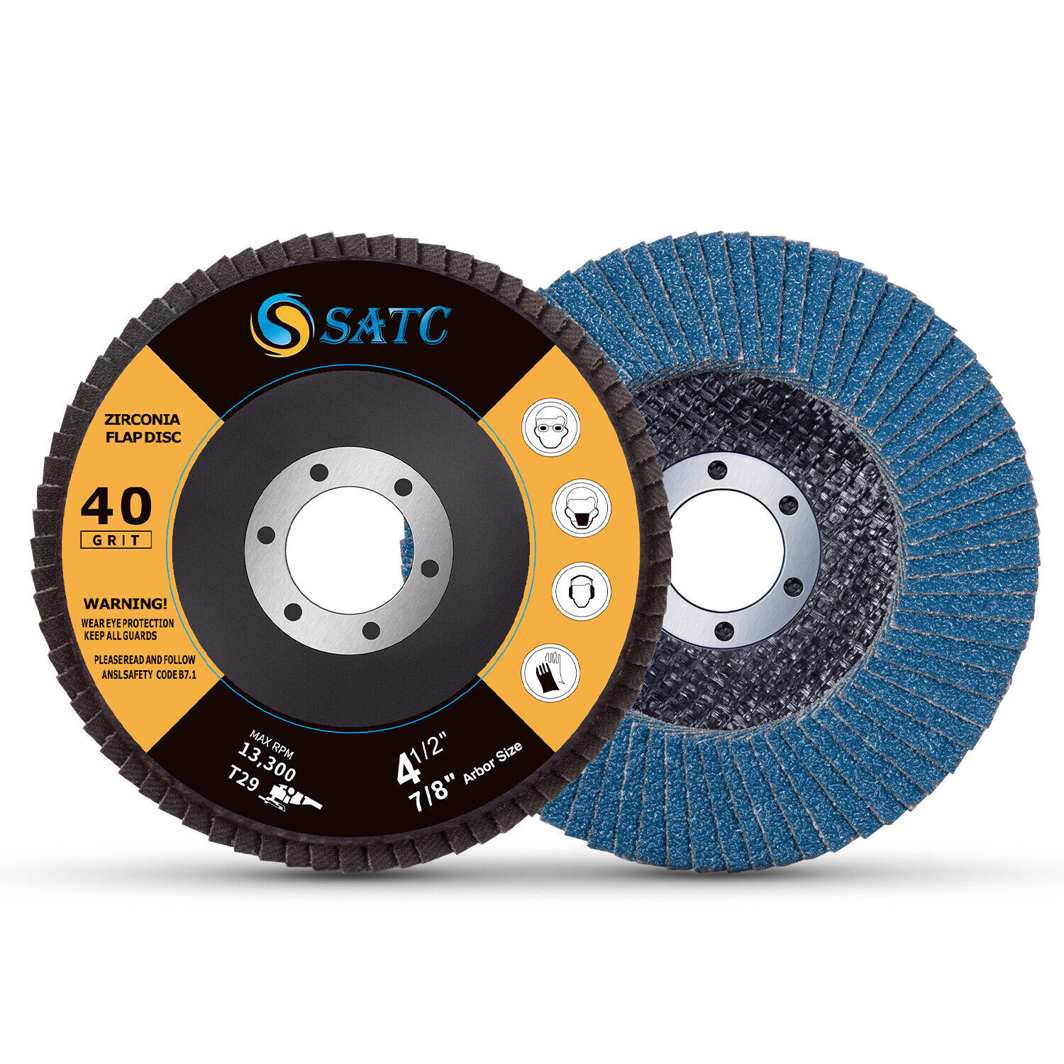115x22mm Blue ZA Flap Discs 40 60 80 120 Grit 4.5″ x 7/8″ Grinding Wheel Type 29