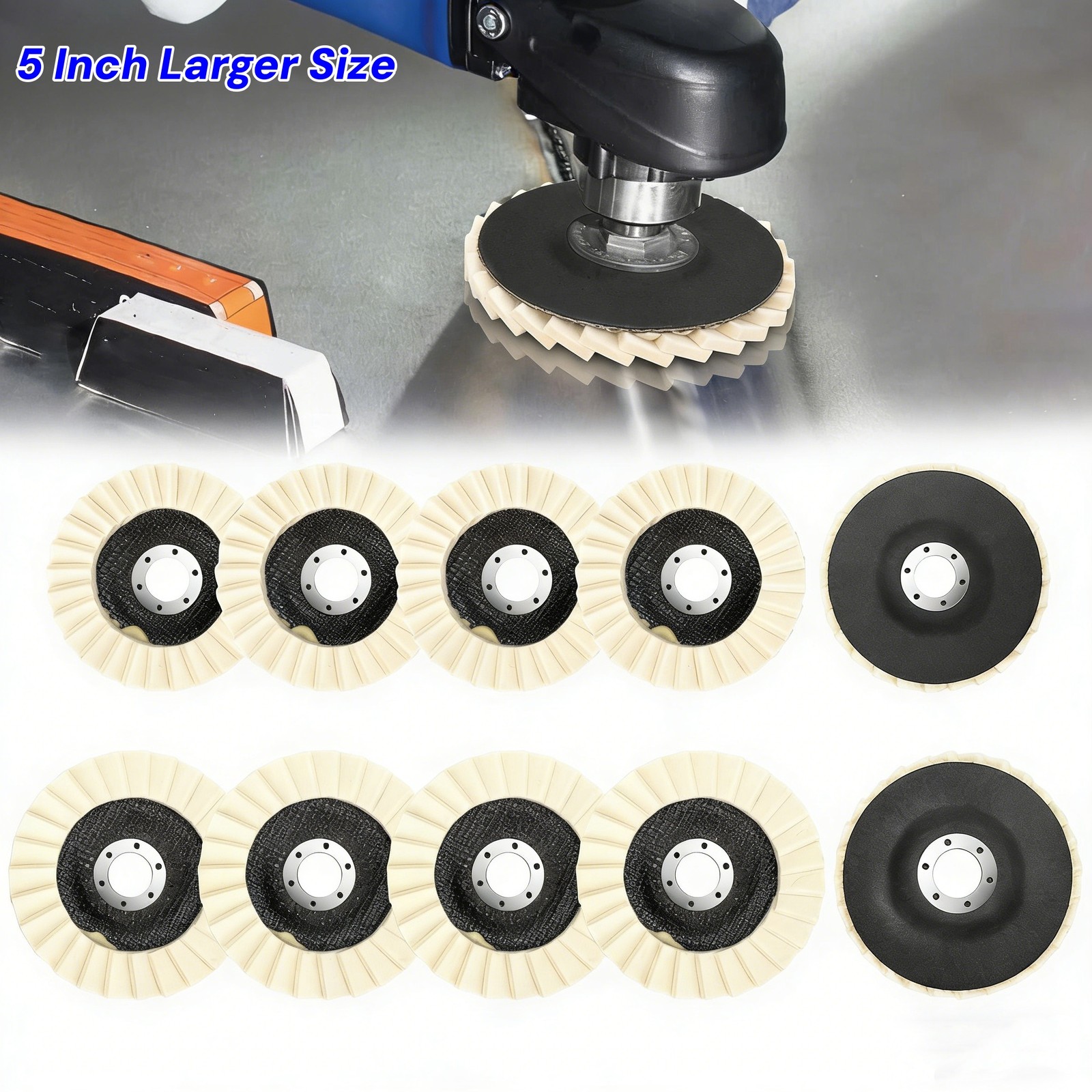 5pcs Wool Felt Buffing Wheel 5″ Flap Polishing Pad Disc for Angle Grinder