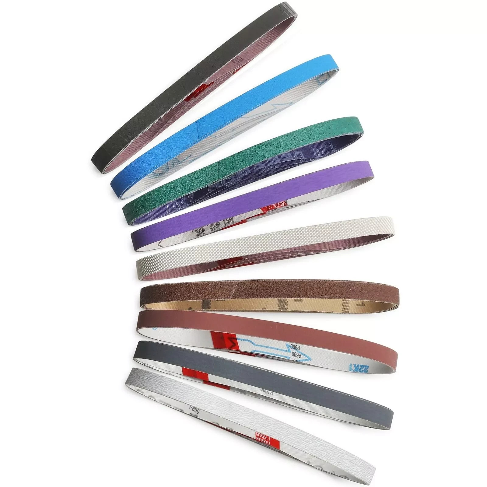 36 Pcs 1/2″ x 18″ Sanding Belts Set 4 Each of 80/120/240/400/600/800/1000/250
