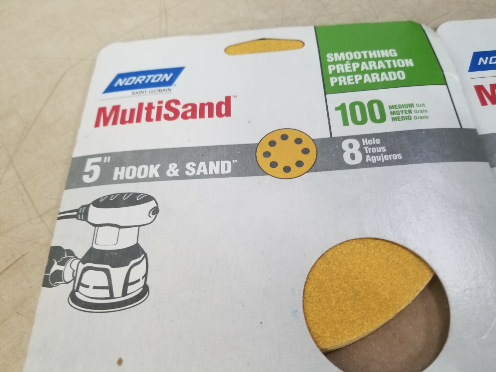 Lot of 16 – Norton Abrasives 100 Grit Disc 5″ 8 Hole, No 49157 (4/Pack)