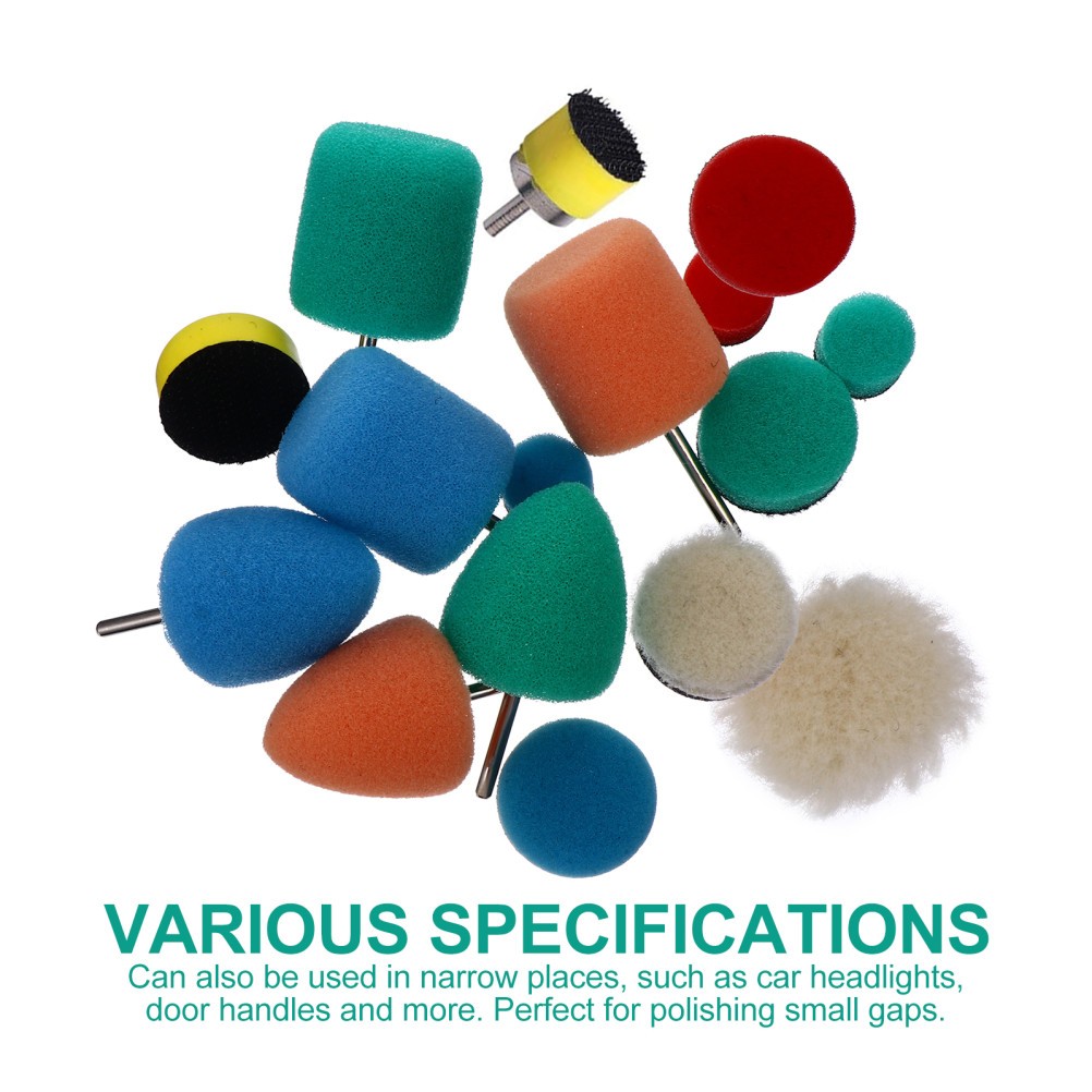 16Pcs Assorted Sponge Polishing Pads Kit for Car Buffer and Small Gap Use