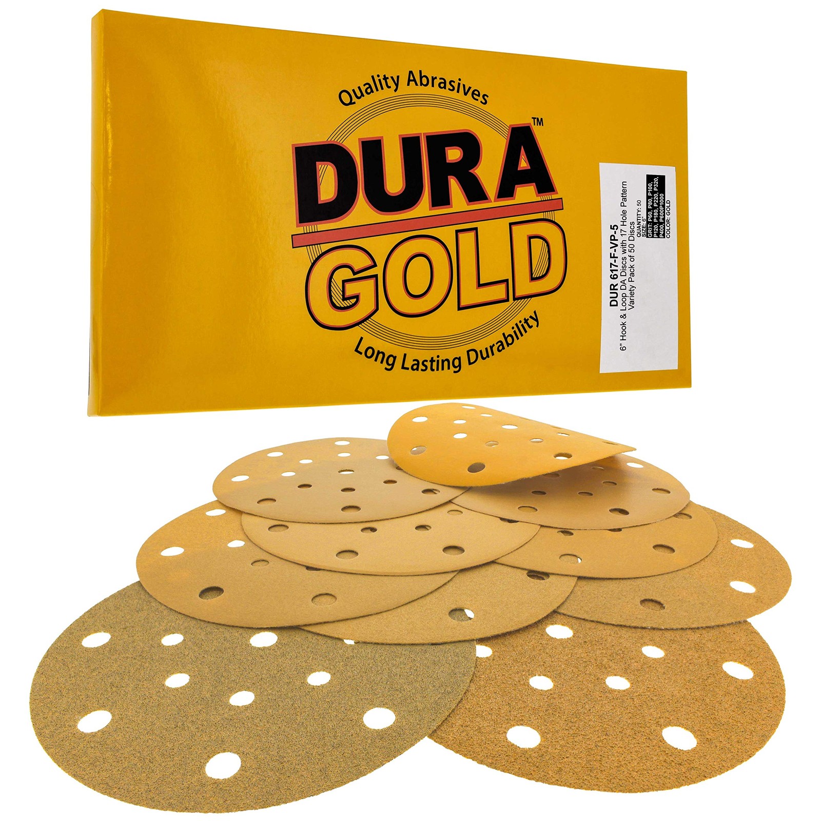 Premium 60, 80, 100,120,180,220,320,400,600,1000 Grit 6″ Gold Sandpaper Discs…