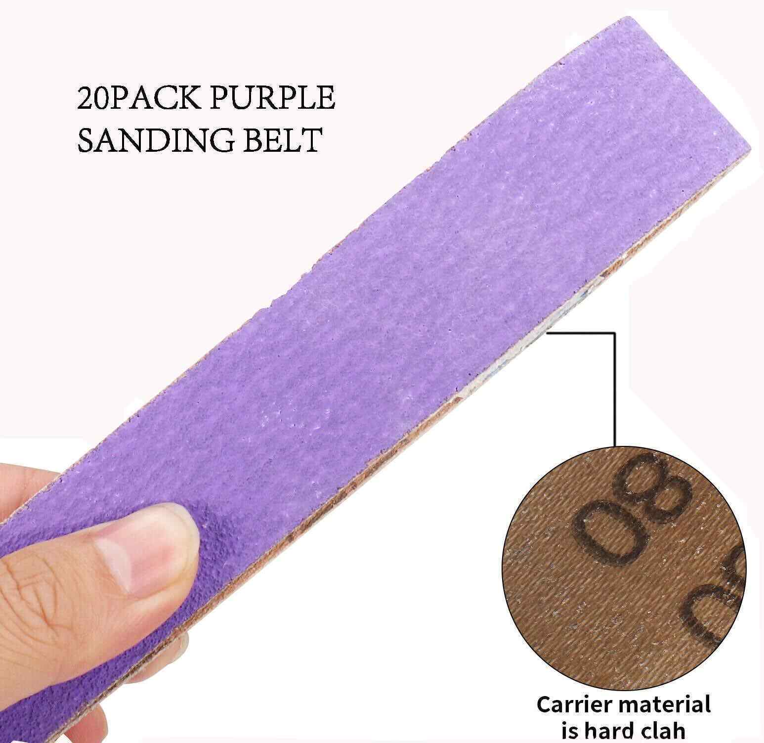 SATC Purple File Sanding Belt Abrasive 1/2 in x 18 IN- Pack of 20 – GRIT 60