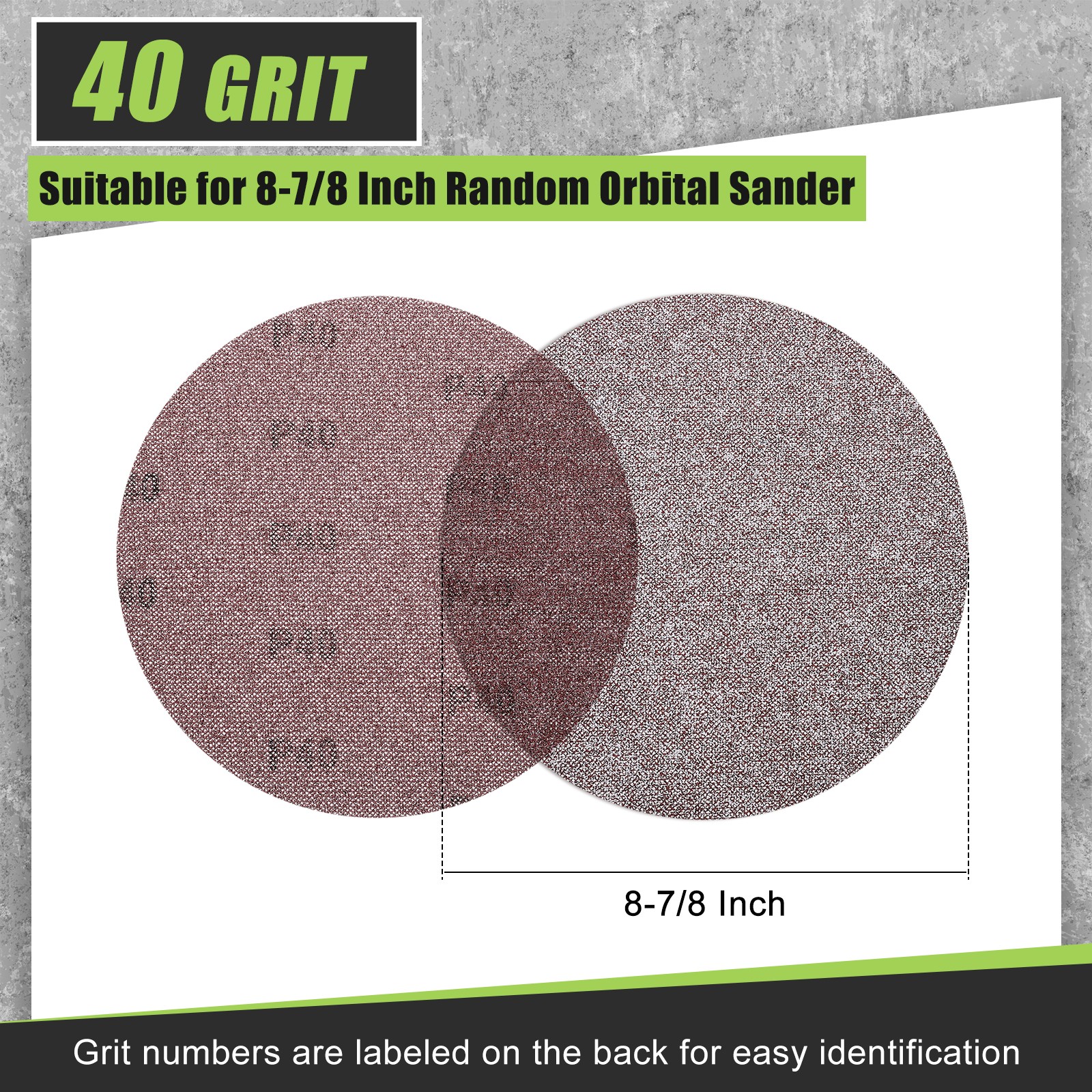 10 Pcs 8-7/8 Inch Grid Sanding Discs, 40 Grit Wall Sanding Discs