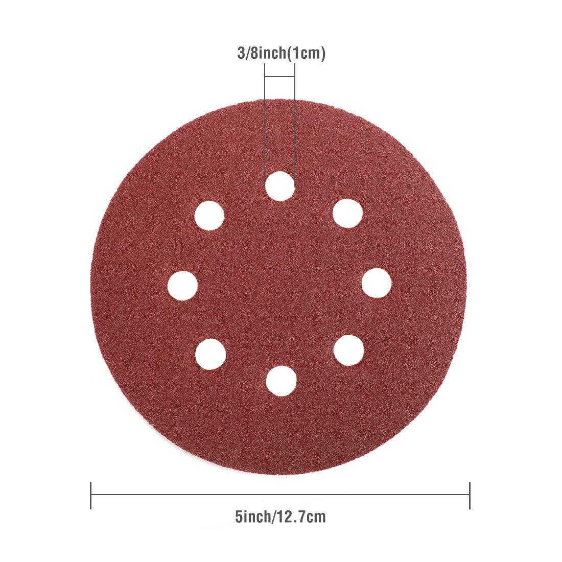 WORKPRO 80PC Sanding Disc 5-INCH 8-Hole Hook and Loop Disc 60-400Grits Sandpaper