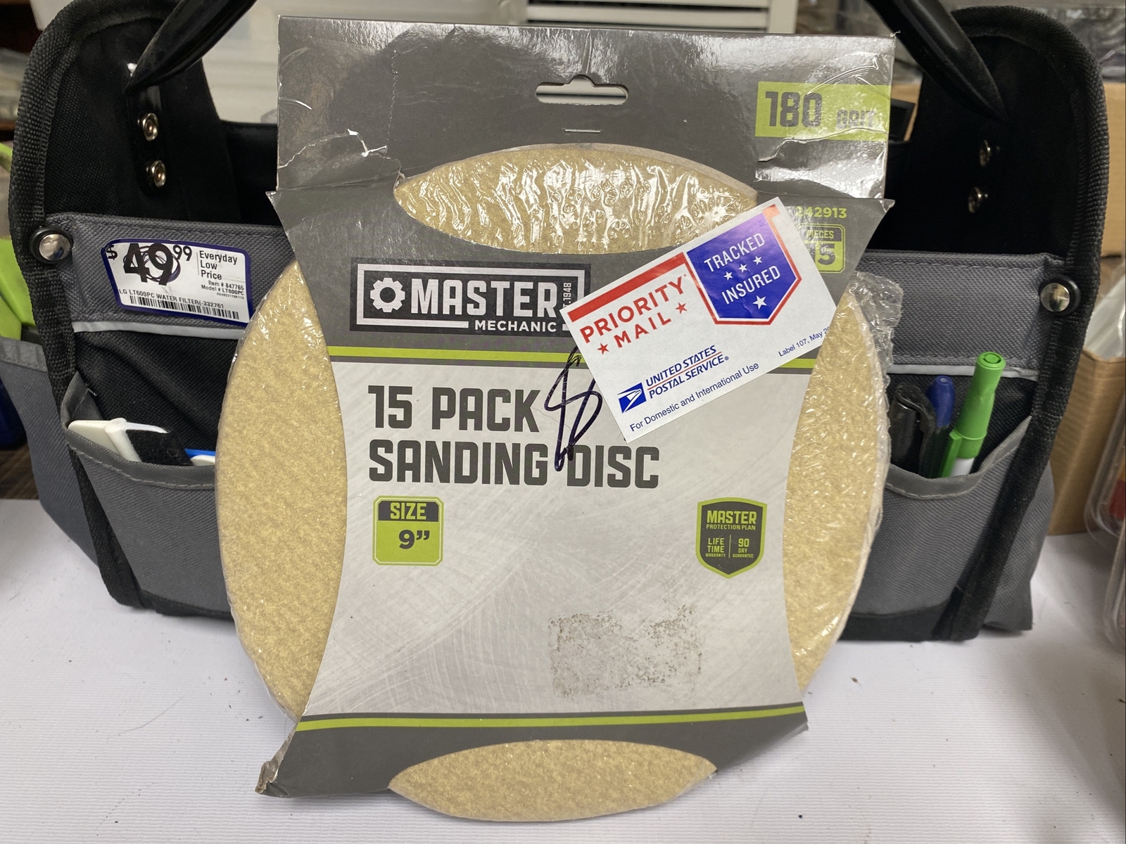 Master Mechanic 242913 9” 180 Grit 15 Disc Sanding Disc Hook & Loop Radial
