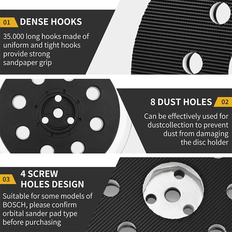 2X 5″ 8-Hole Hook&Loop Sander Pad For Bosch RS032 RS031 3107DVS 3725DVS 3725DEVS