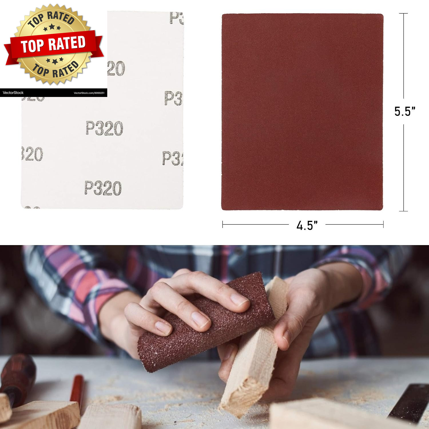 1/4 Sheet Sandpaper for Palm Sander,50PCS 60 80 120 180 240 320 400 600 800 1000