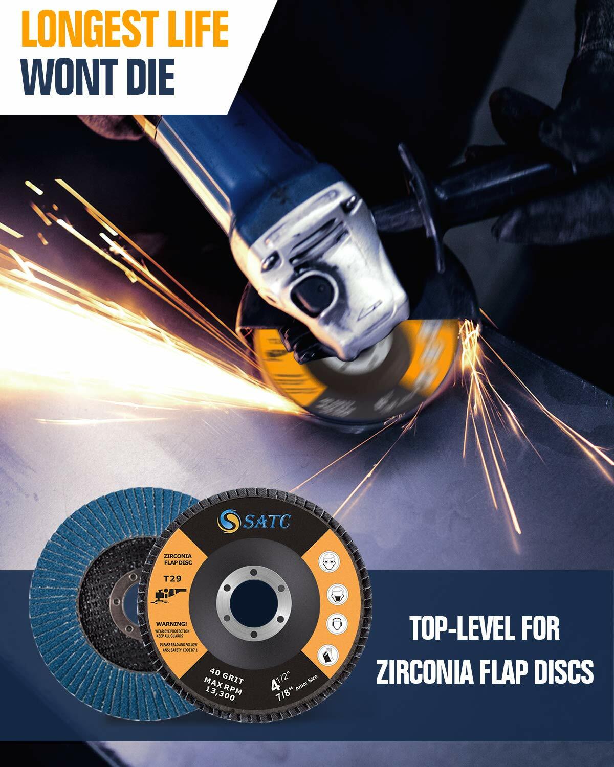 20PCS 4.5″ 4-1/2″ Zirconia Flap Disc 40 60 80 120 Grit Sanding Grinding Wheels