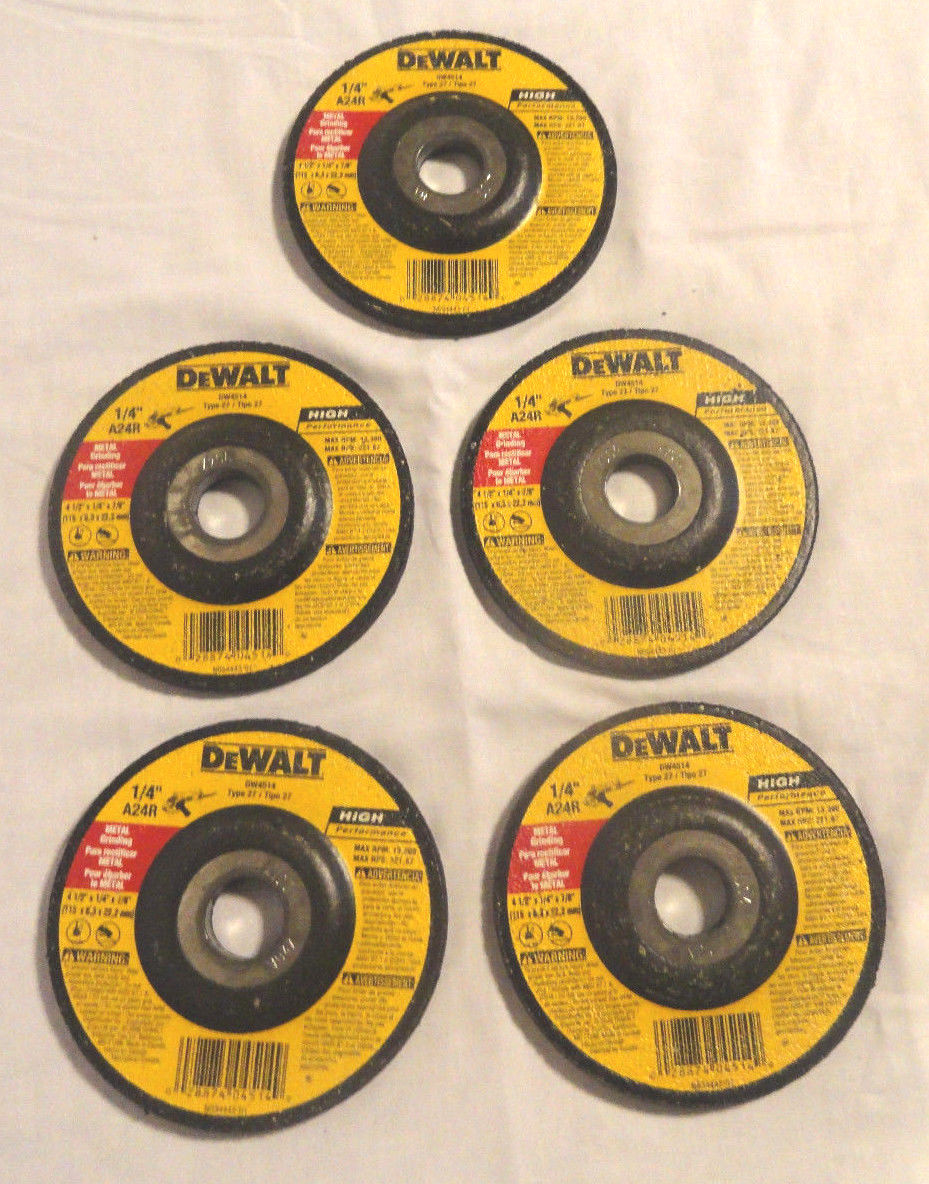 5-COUNT DEWALT DW4514, 4-1/2″ X 1/4″ X 7/8″ METAL GRINDING WHEELS, NEW FREE SHIP