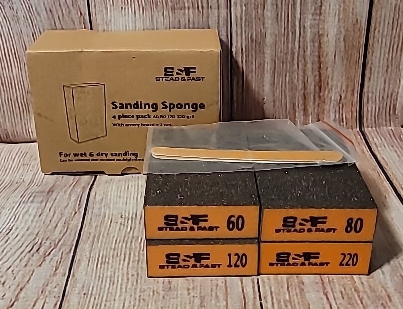 Durable Sanding Sponge: 60 80 120 220 Grit Sanding Block – Multi-Purpose – 4 Pcs