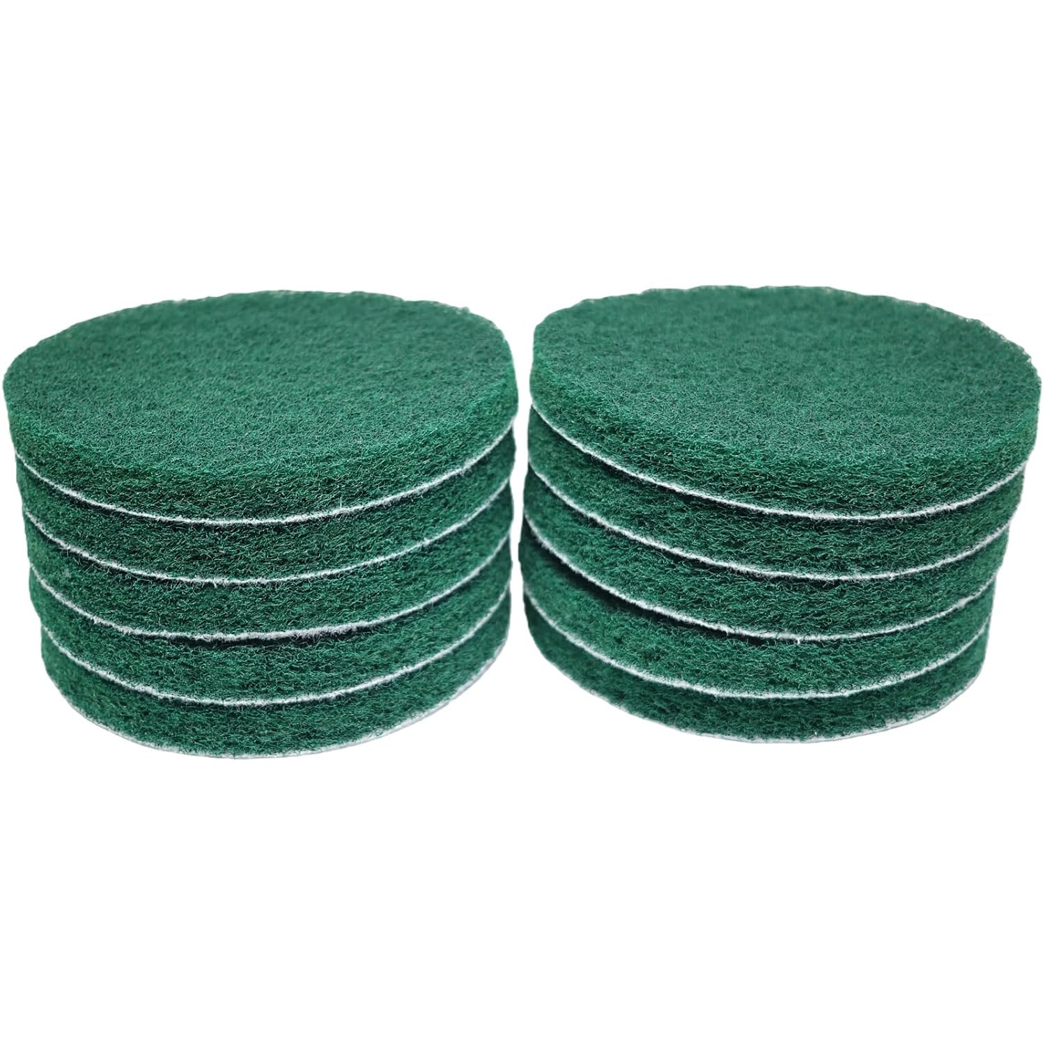 10 Pack 6 Inch 240 Grit Multipurpose Green Scrubber Scouring Pads Flocking Scuff