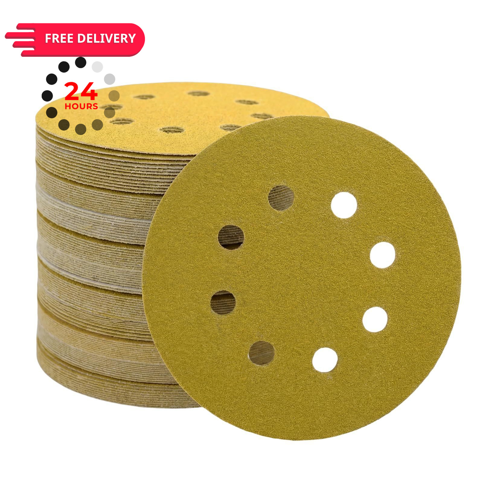50 Pcs 5 Inch 8 Holes Dustless Sanding Discs, Hook & Loop Sandpaper 80, 120,…