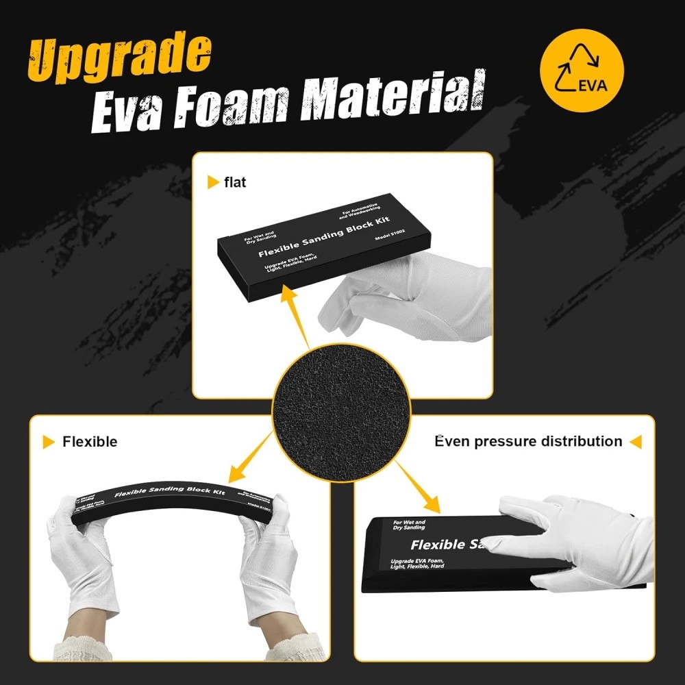 7/14Pcs Sanding Block Kit Flexible EVA Foam Wet or Dry for Automotive Woodwork