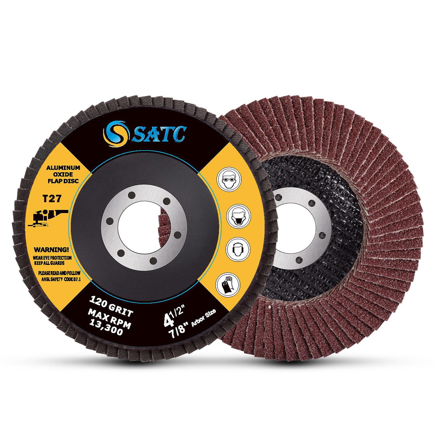 10PCS 4.5 Inch AO Type27 Flap Sanding Discs 120 Grit 115x22mm Die Grinder Wheel