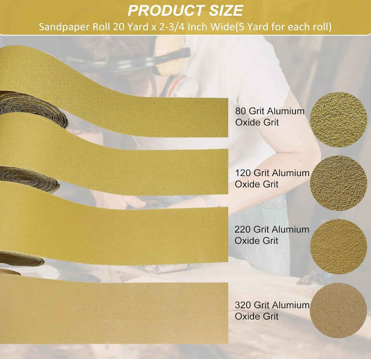 Sandpaper Roll 20 Yards Grit 80 120 220 320 Self Adhesive for Wood Auto Home
