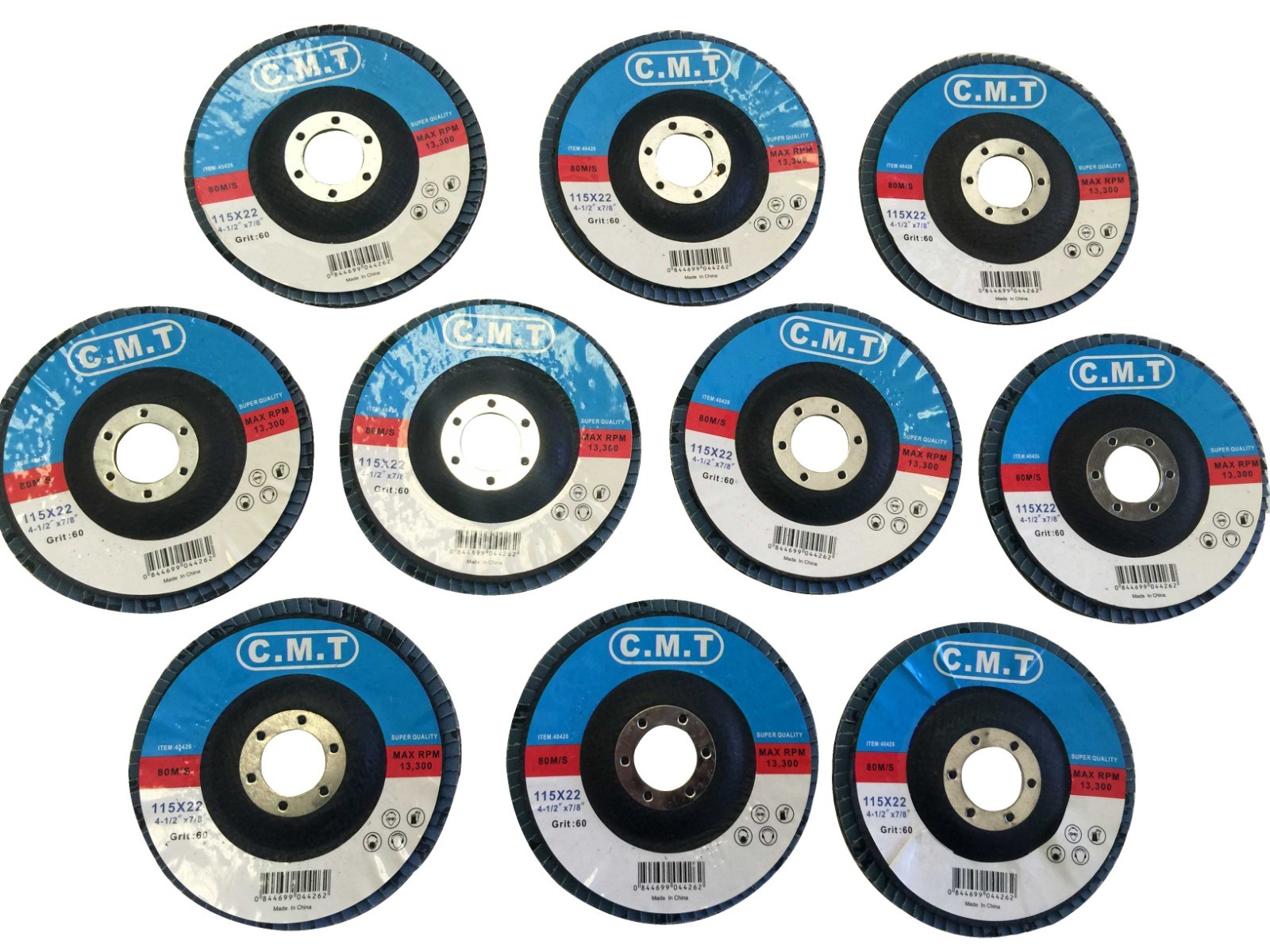 (10) 4 1/2” 60 GRIT FLAP SANDING GRINDING DISCS 4.5” 7/8” ANGLE GRINDER WHEEL