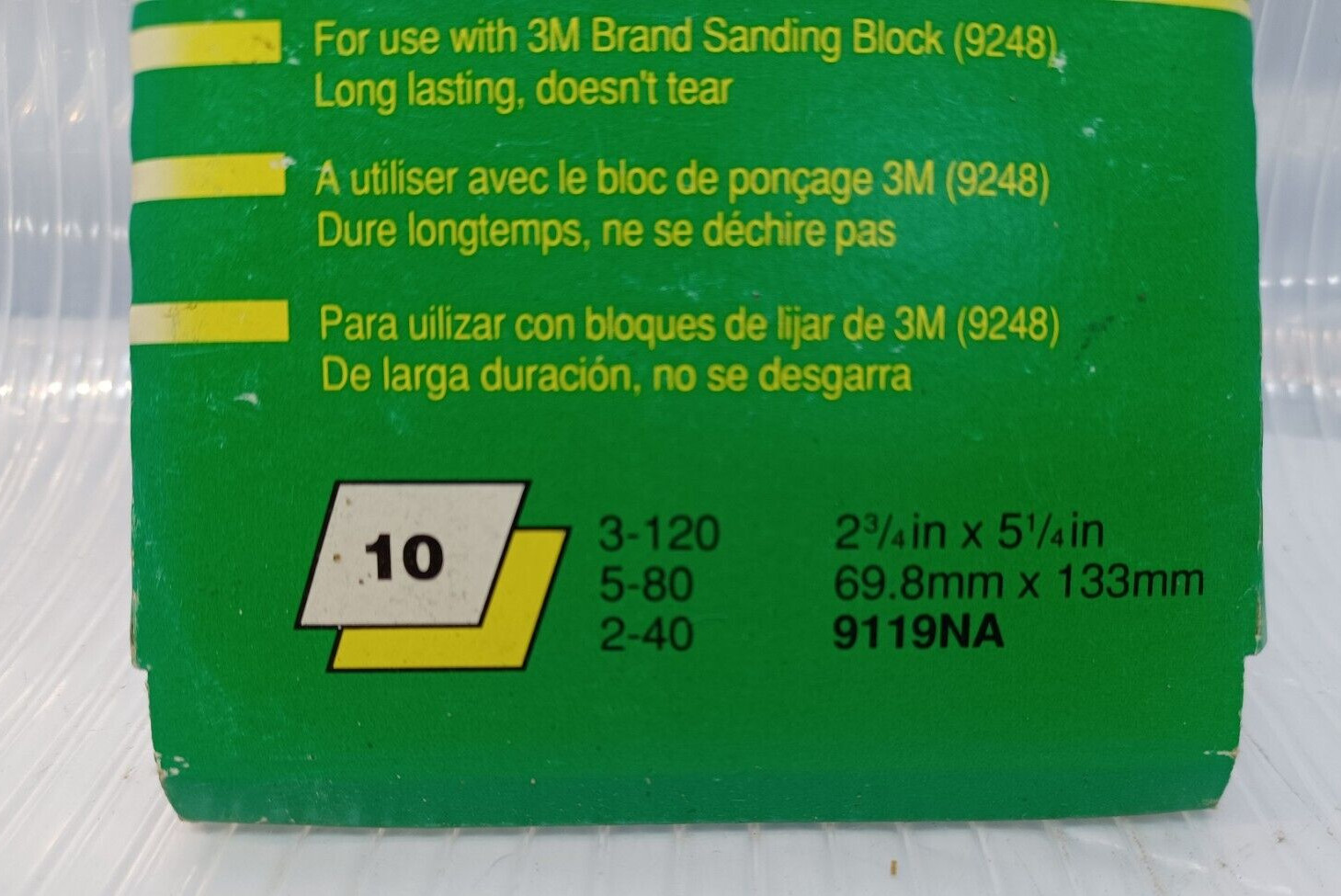 Sandpaper Sanding Kit with 10 sheets of assorted Made in USA New 3M Production