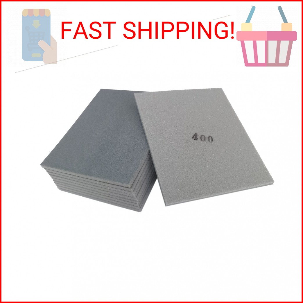 SACKORANGE 10 PCS 400 Grit 4.5 x 5.5 Inch Sanding Sponge Set, Wet or Dry Hand Sa