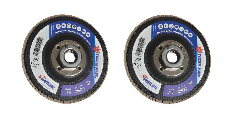2-PACK Weiler Tiger Paw Coated Abrasive Flap Discs – 51114